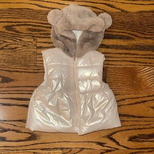 Mayoral Cream Puffer Vest with Faux Bear Ears Fur Hood- NWT